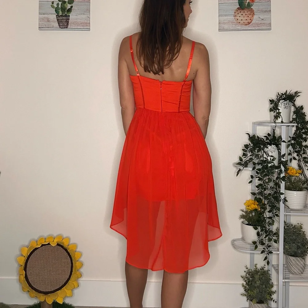 Red orange cocktail dress ๐๐ธ๐งก - Picture 2 of 6